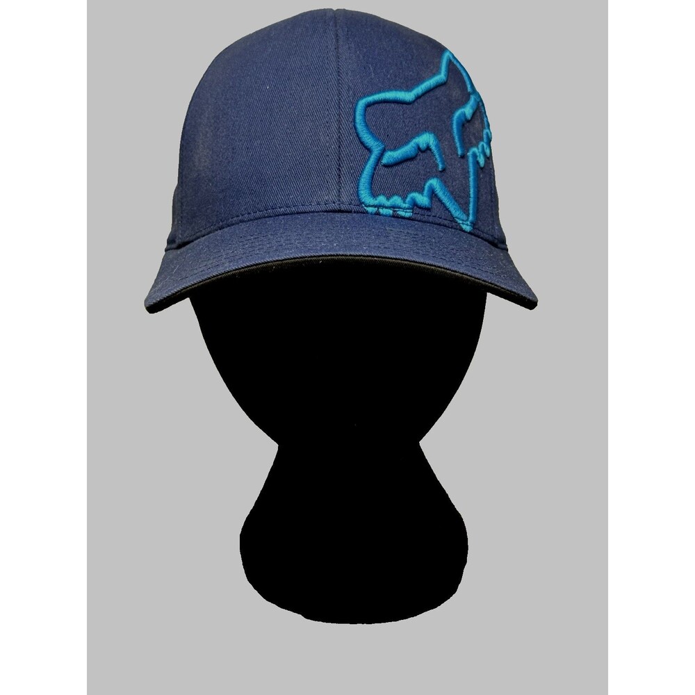 Fox Black Racing Hat Turquoise Fox Flexfit